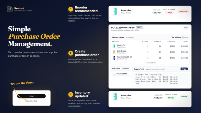 Create and send a purchase order in 60 seconds from reorder list