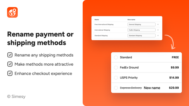 Rename Payment & Shipping Methods