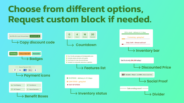 Product page blocks preview