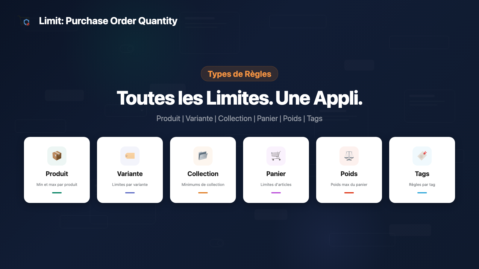 Six types de regles par produit variante et panier