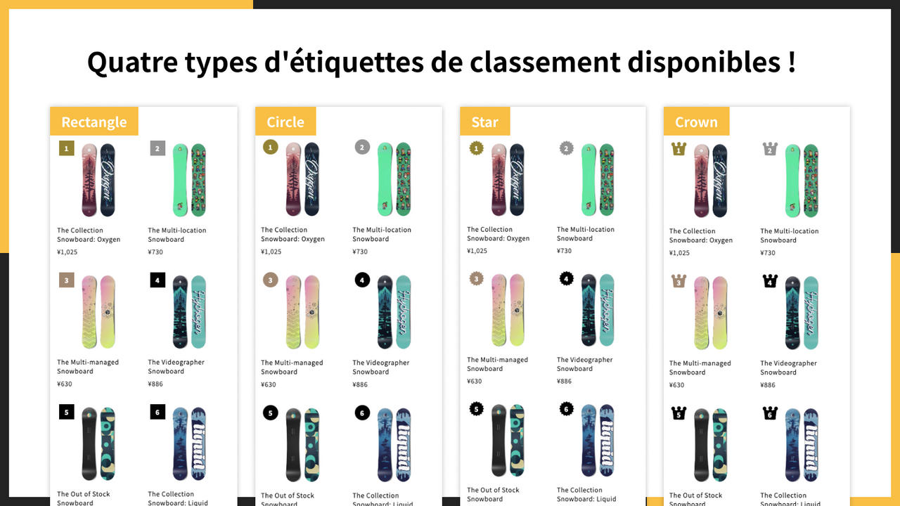 Quatre types d'étiquettes de classement disponibles !