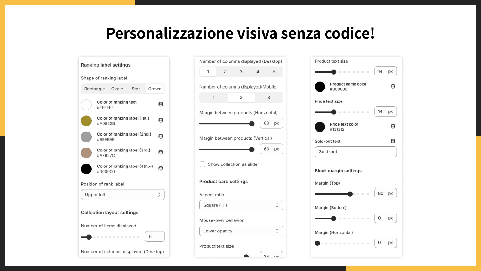 Personalizzazione visiva senza codice!