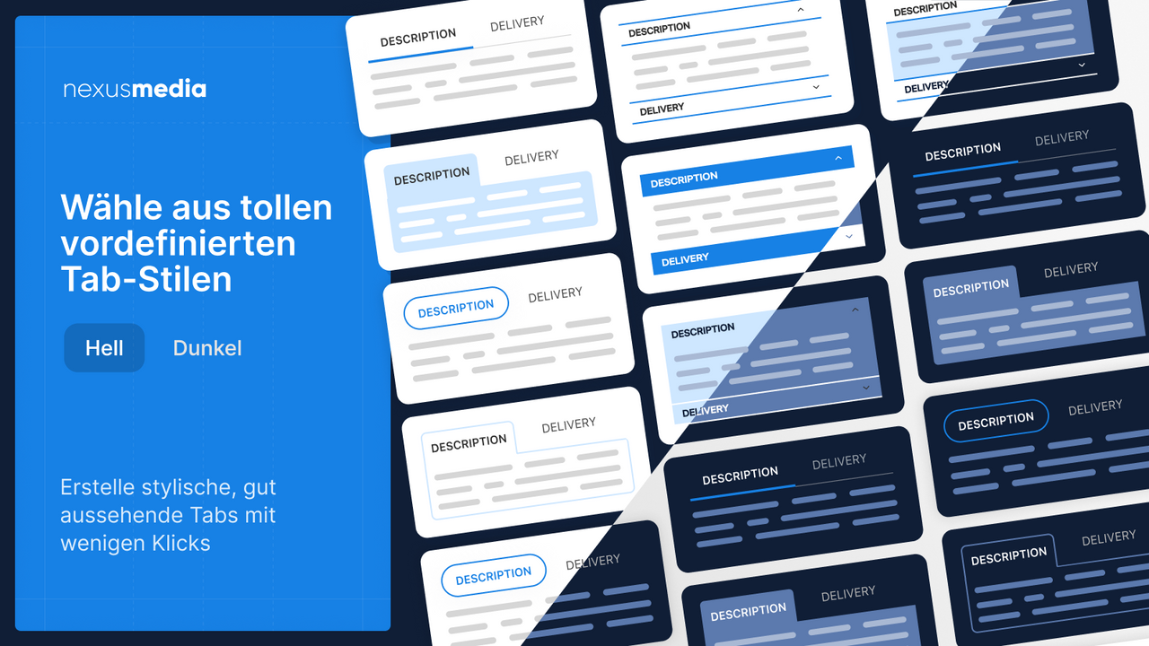 Wähle aus einer Bibliothek professionell gestalteter Tab-Stile