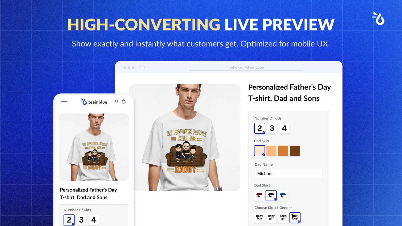 High converting live preview for personalized products