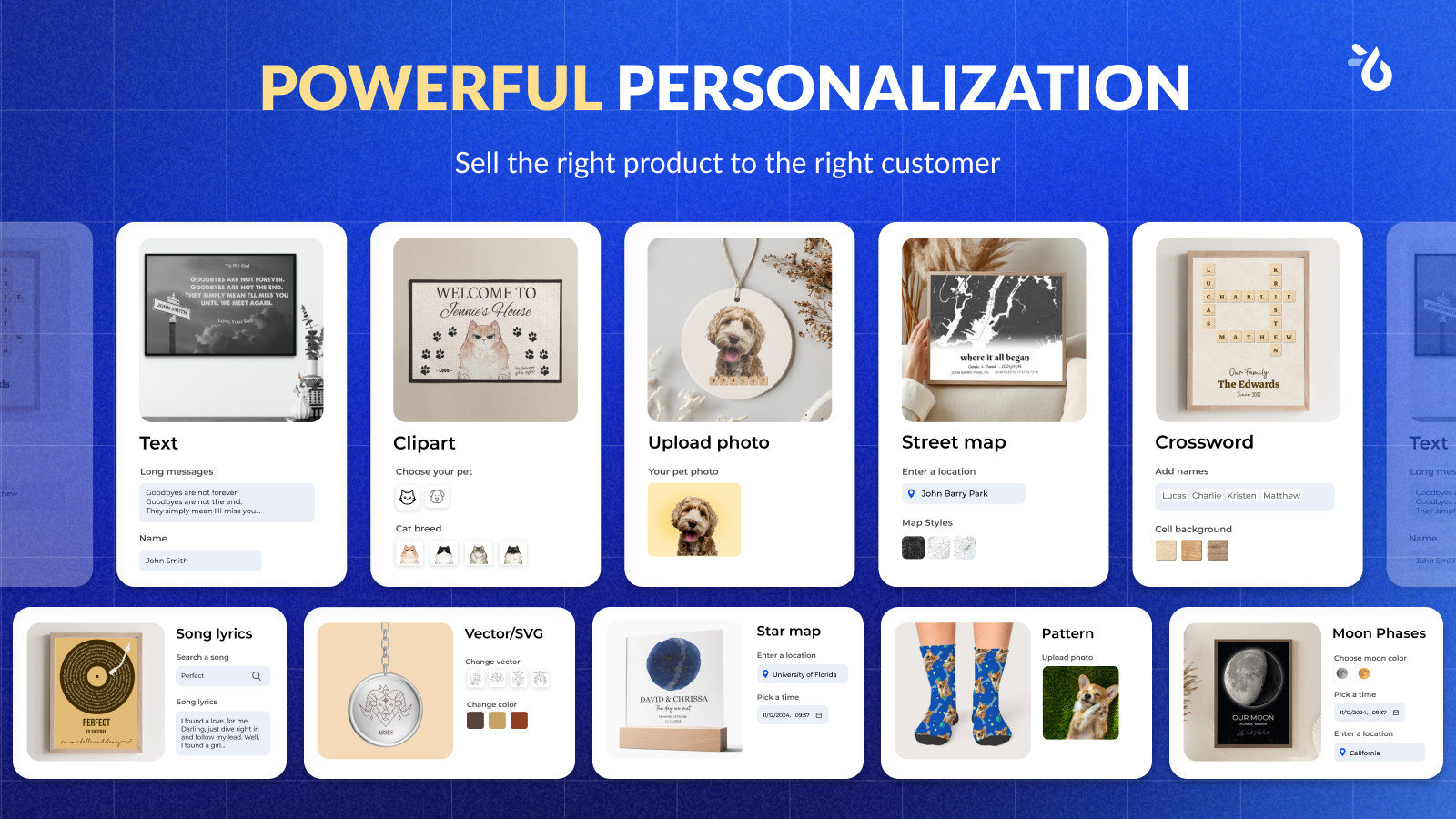 Powerful personalization by Teeinblue Product Personalizer