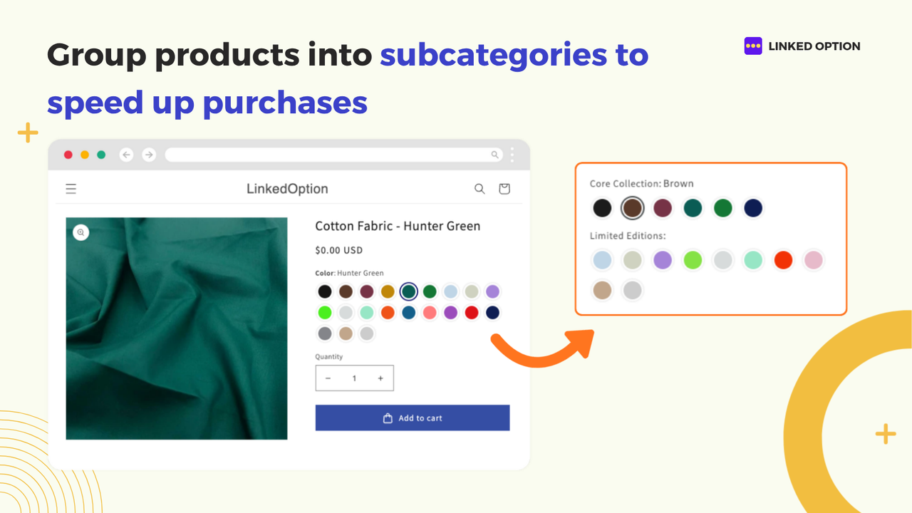 Group products into subcategories to speed up purchases