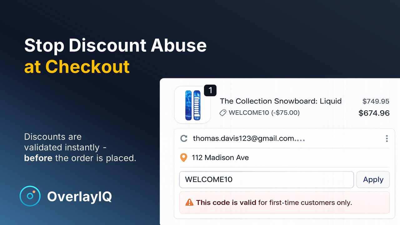 Real-time block showing "code is for first-time customers only.