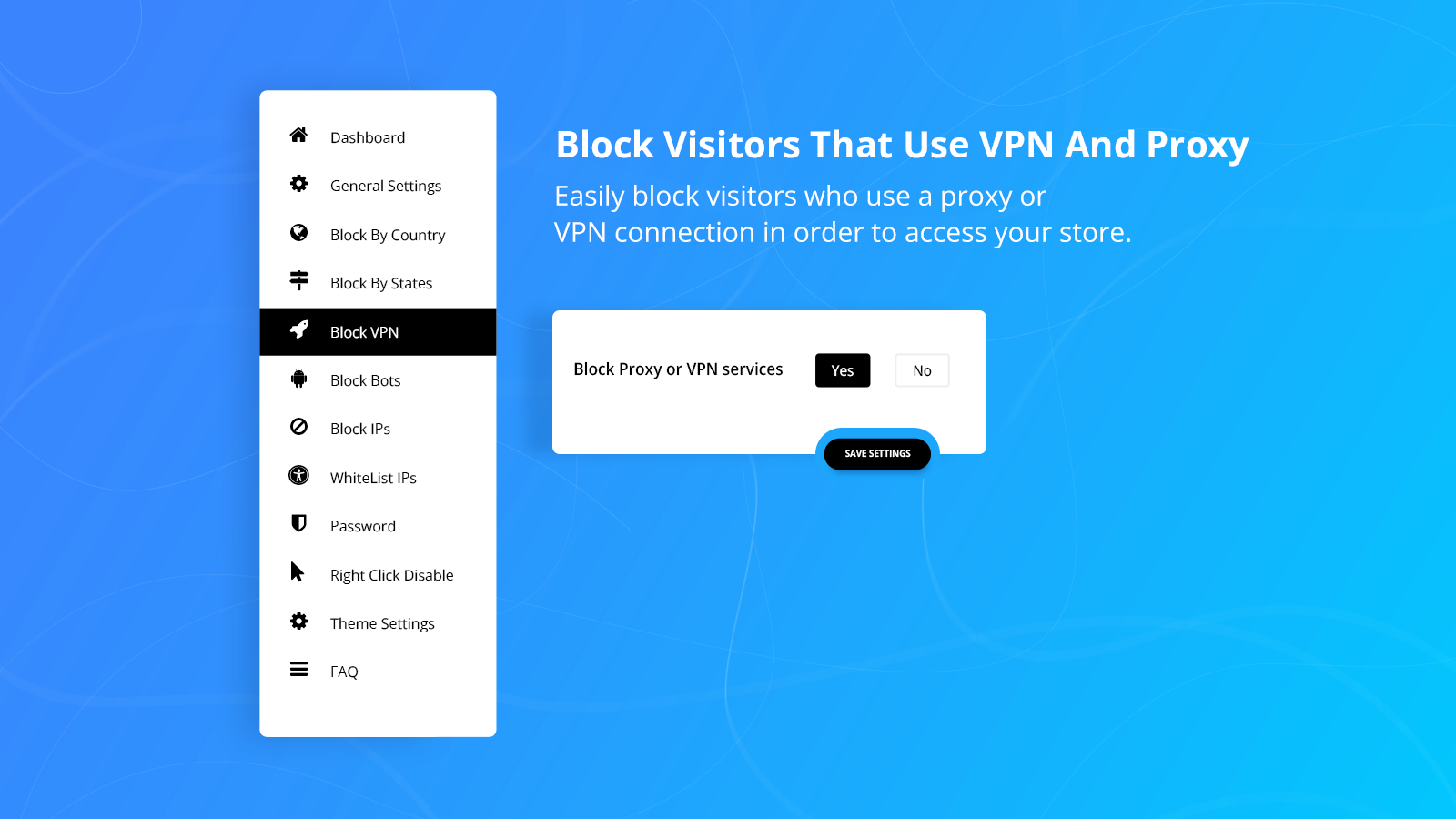 Bot blocker and bad traffic protection dashboard