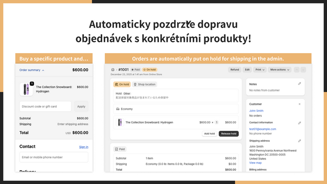Automaticky pozdržte dopravu objednávek s konkrétními produkty!