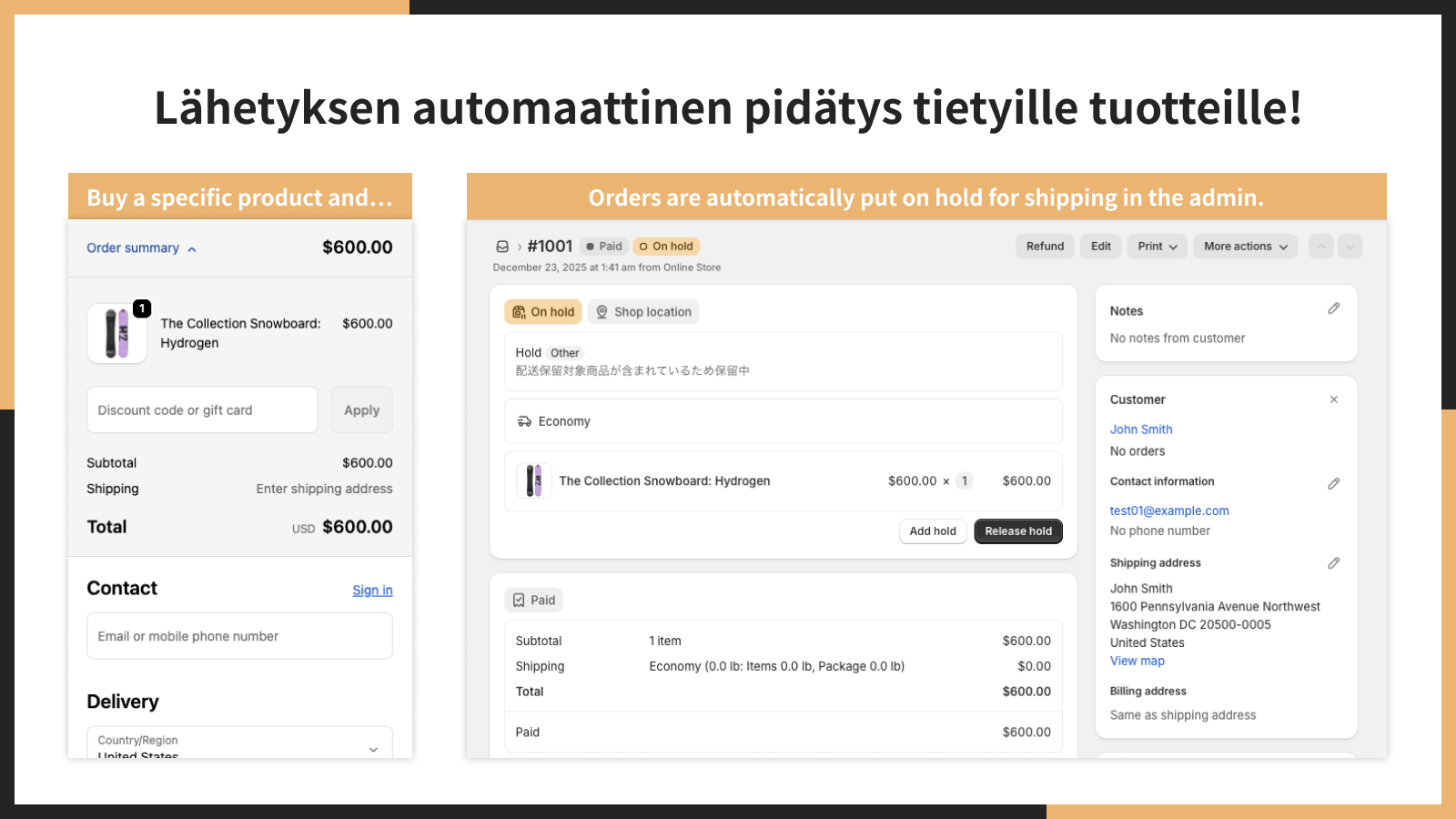 Lähetyksen automaattinen pidätys tietyille tuotteille!