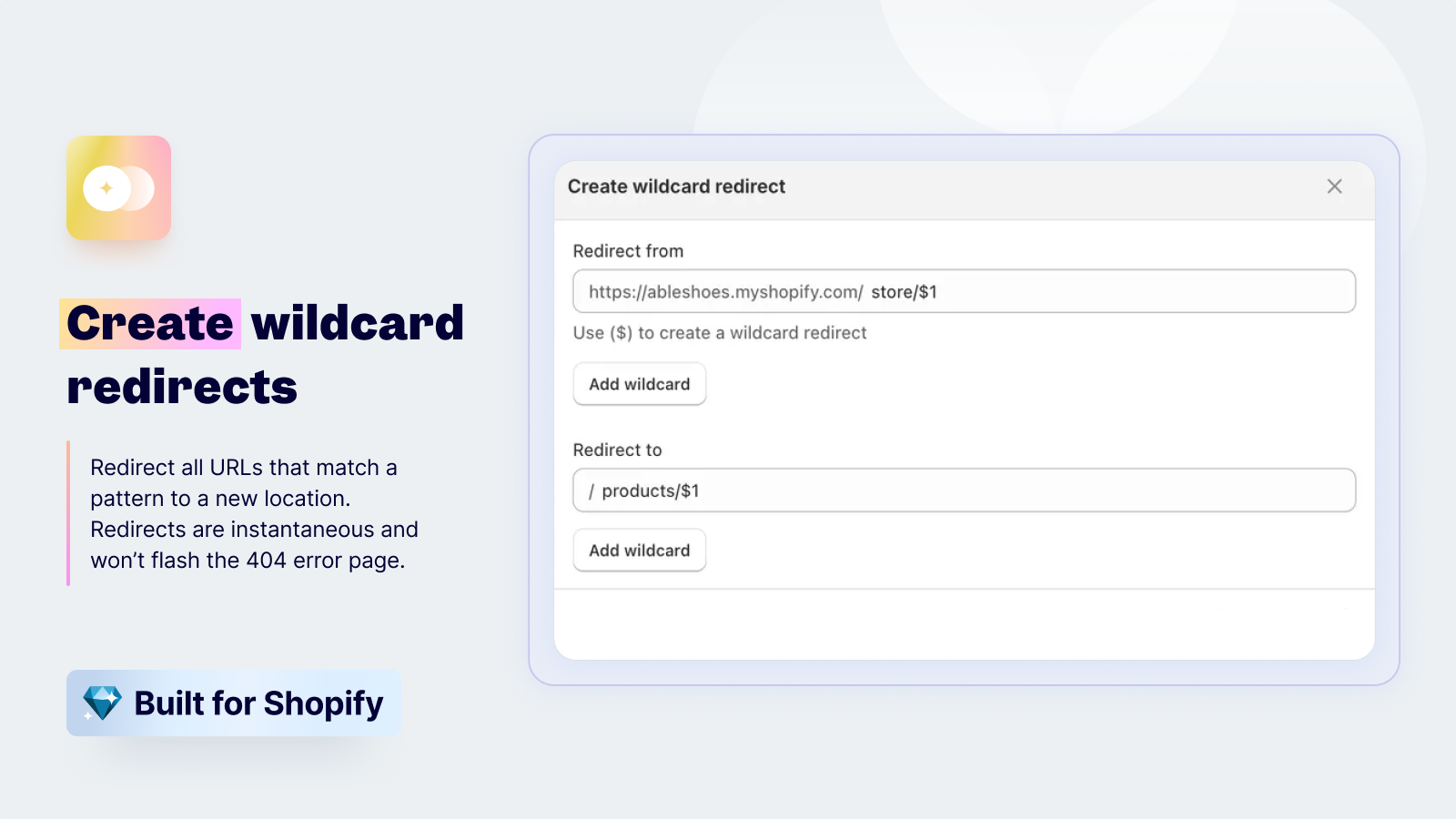 Wildcard redirects for Shopify