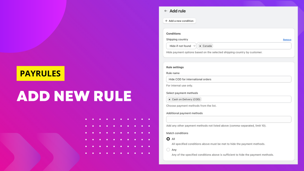 Add a new hide rule