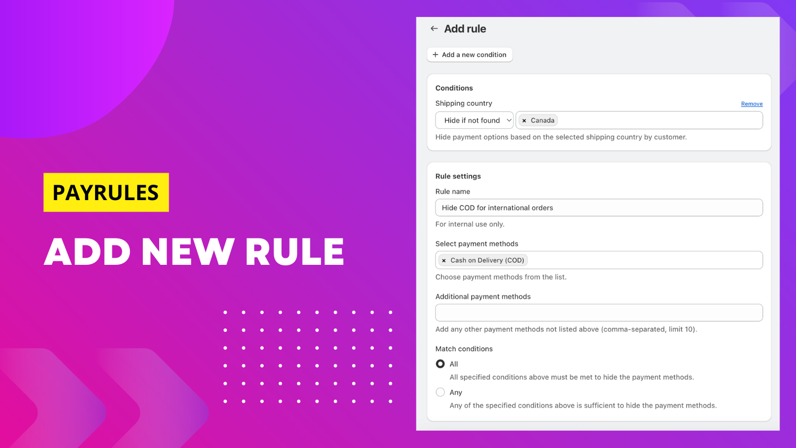 Add a new hide rule