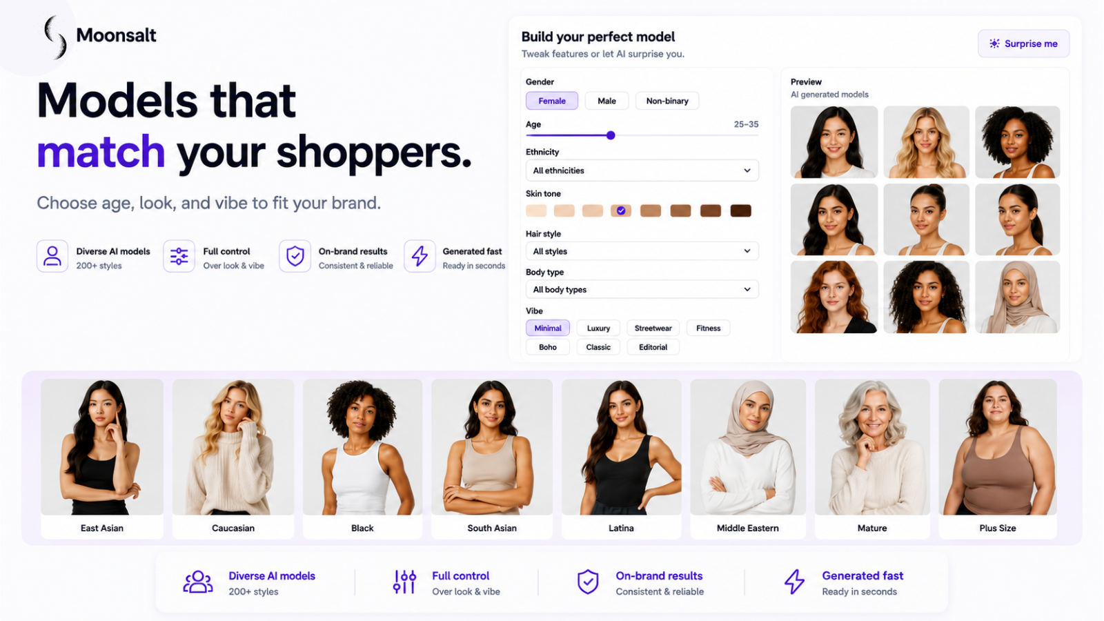 Generate diverse AI models for product photography