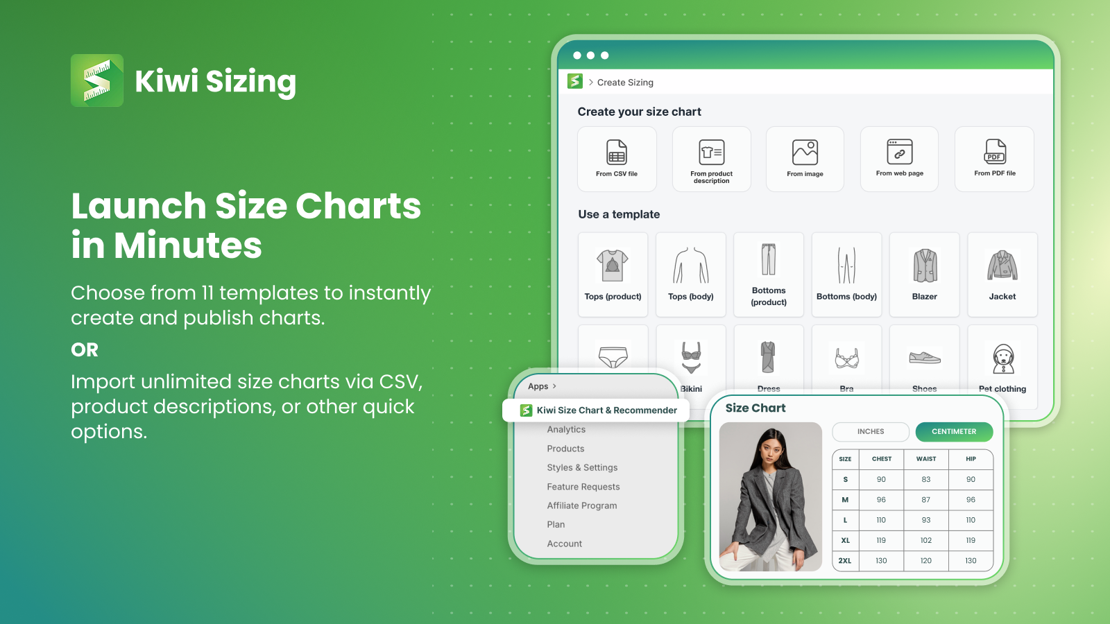 Launch new charts via upload or create from a template