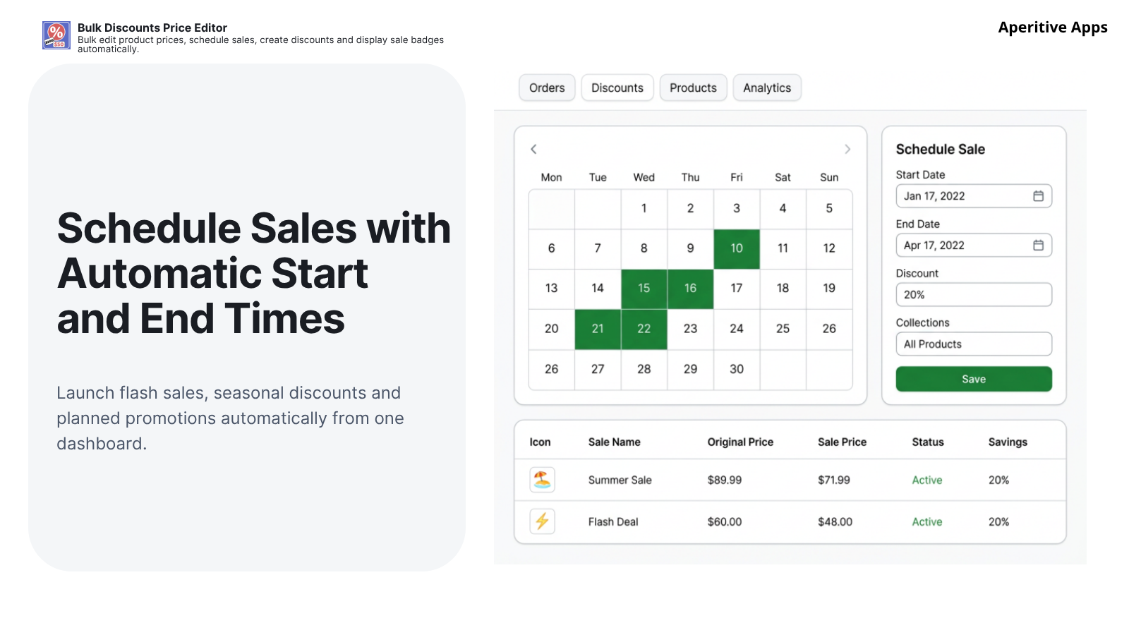 Schedule sales with automatic start and end times