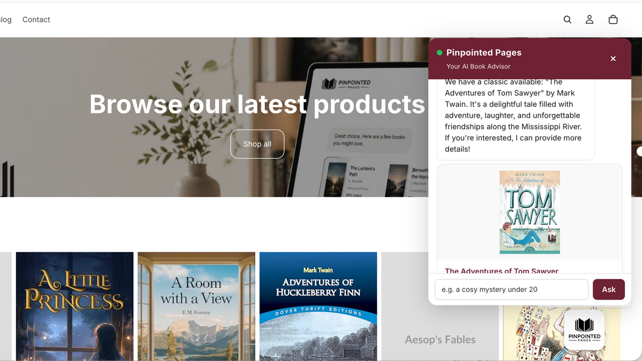 Book recommendations from your live inventory