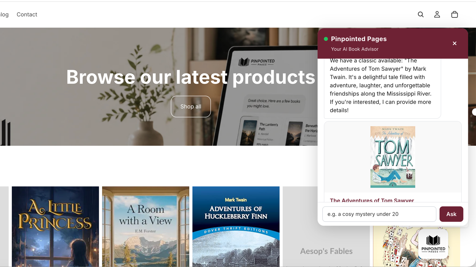 Book recommendations from your live inventory