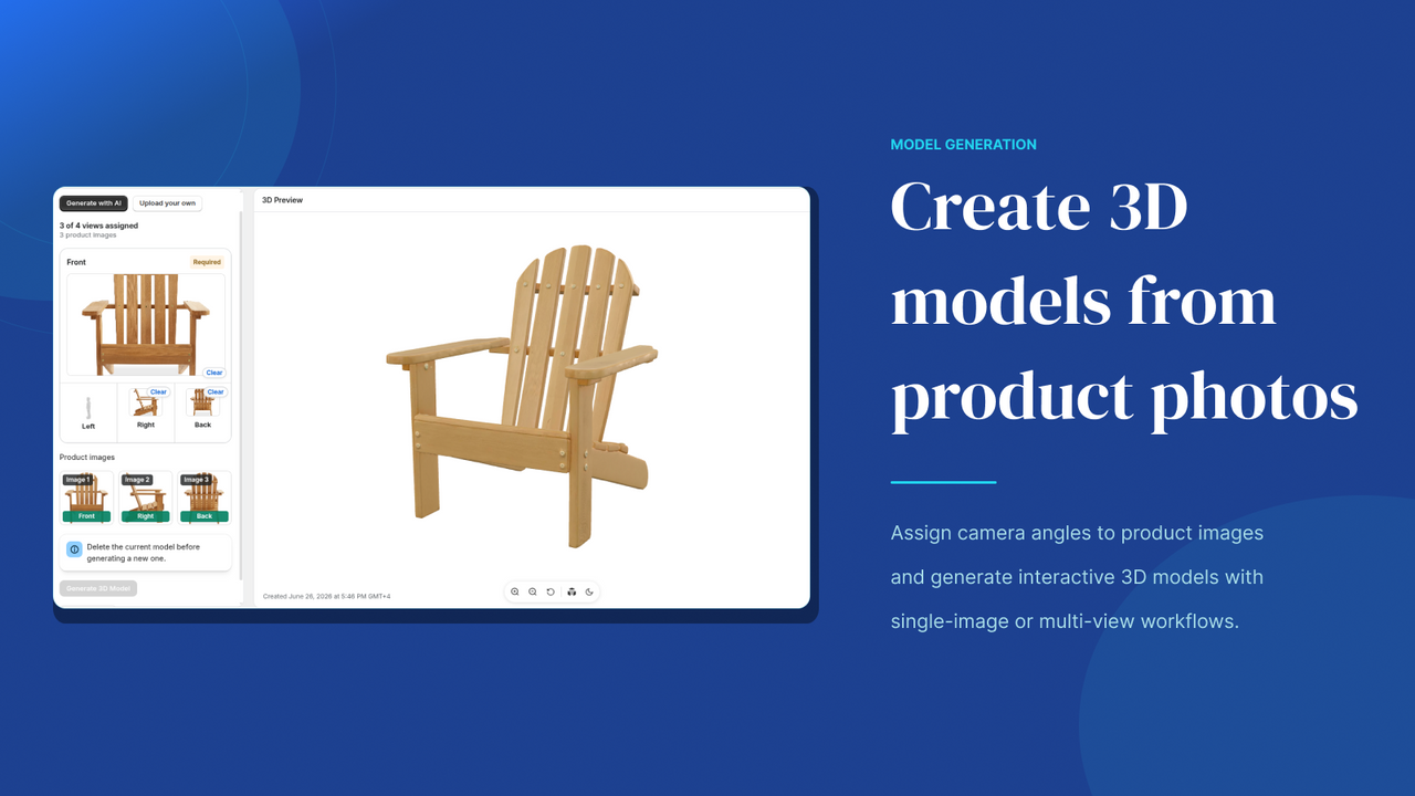 Assign product image angles for 3D model generation