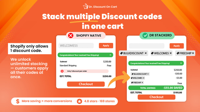 Stack Discount Codes On Cart + Multiple Automatic Discounts
