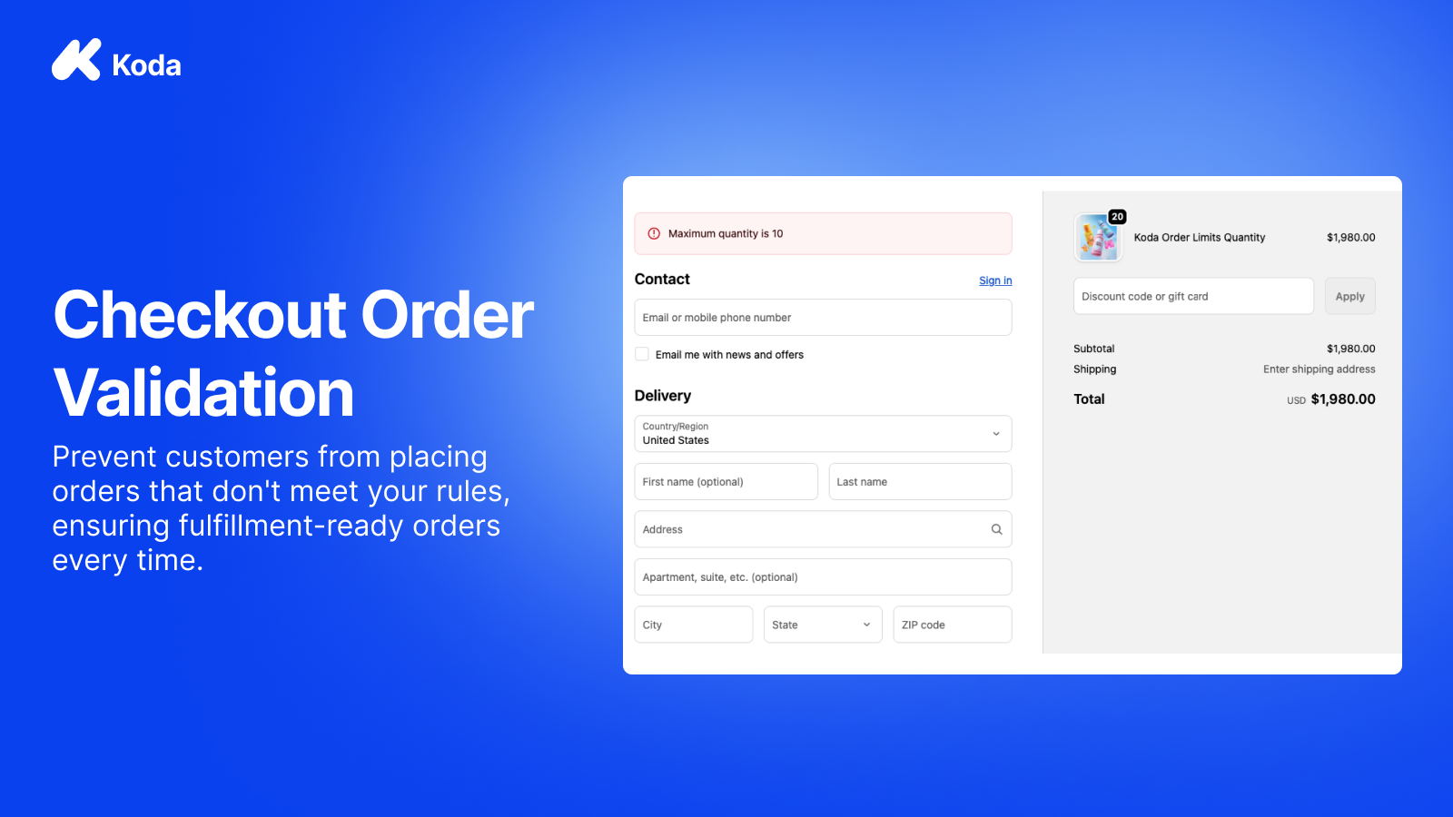 Integrating validation with checkout page