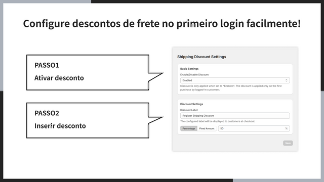Configure descontos de frete no primeiro login facilmente!