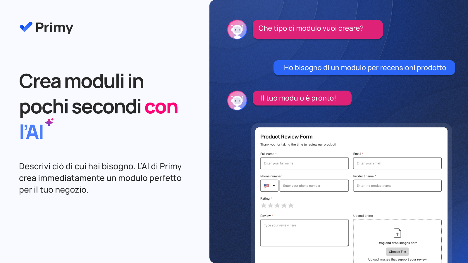 Crea moduli rapidamente con AI