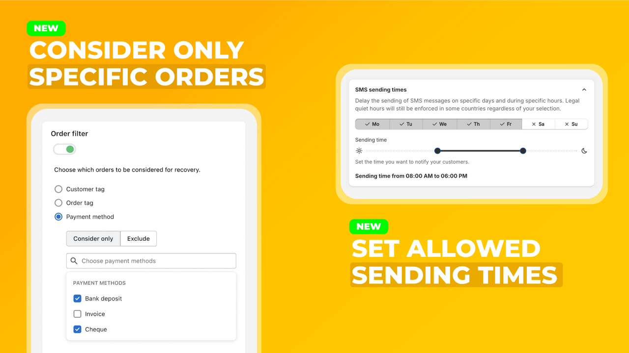 Remind orders based on tags or payment methods i.e. bank deposit