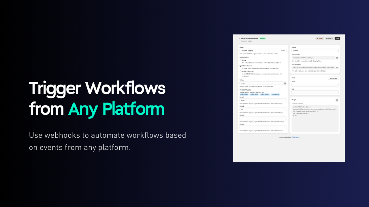 Flow Webhooks update screen