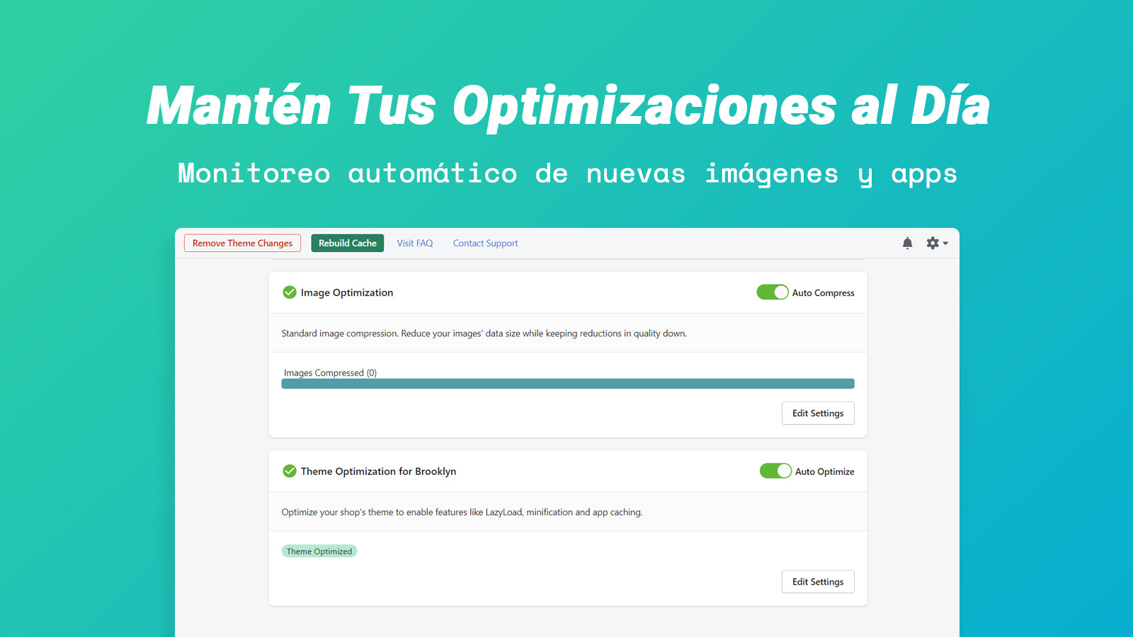 Monitoreo automático optimizaciones imágenes y apps al día