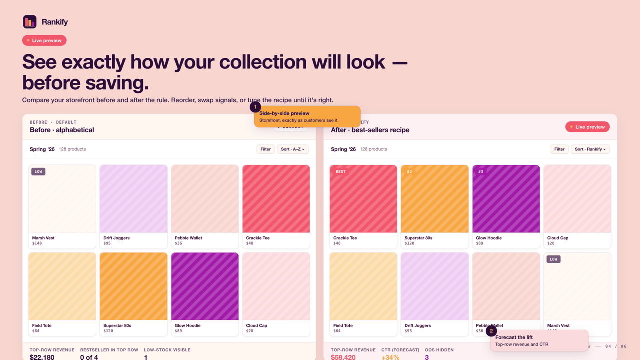 Rankify - See how your collection will look before saving.