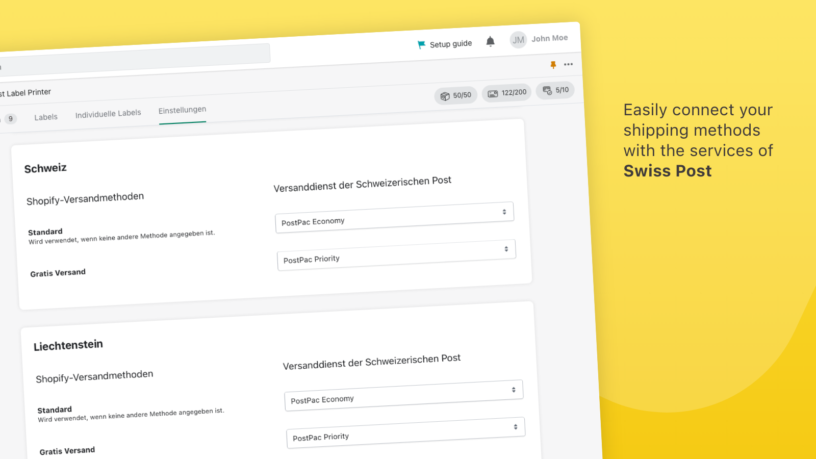 Map your shipping methods with Swiss Post services