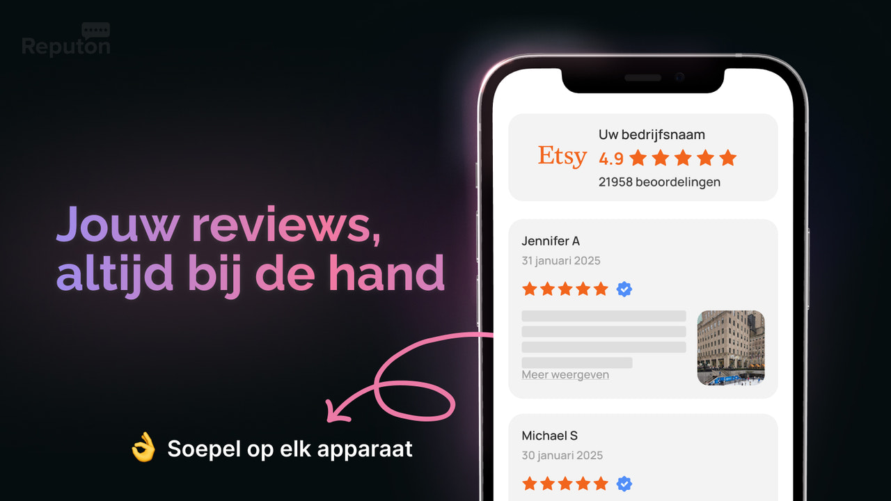 Mobiele weergave van Etsy-beoordelingen