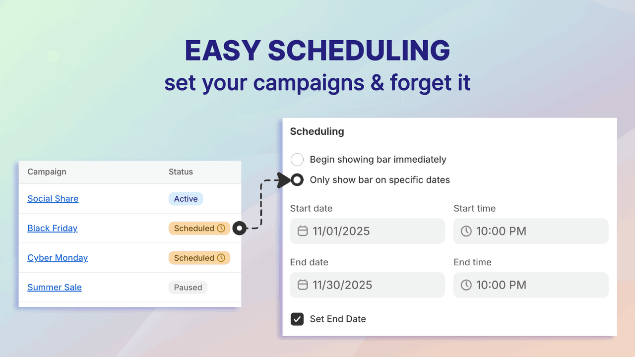 Yeps UI: Scheduling Features 