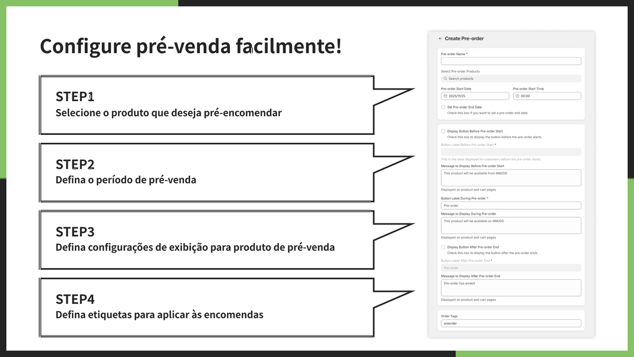 Configure pré-venda facilmente!