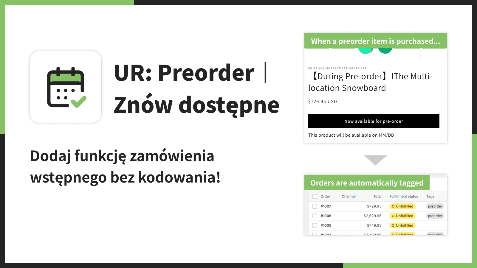 Dodaj funkcję zamówienia wstępnego bez kodowania!