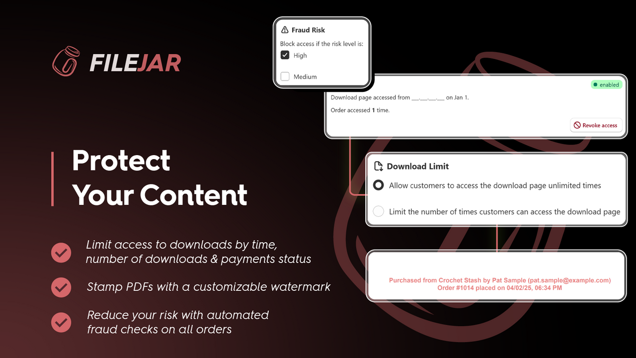 Limit number of downloads, detect fraud risk and stamp PDFs.