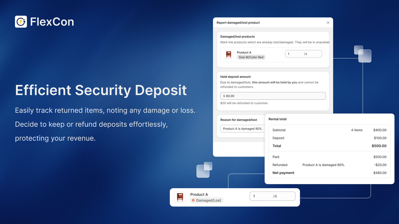 Protect your rental products with refundable security deposits