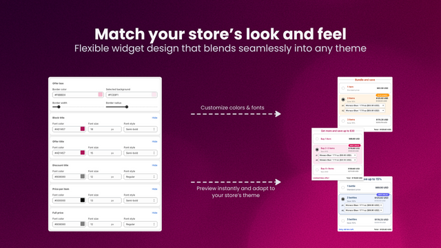 Design the tiered pricing widget to match your store theme