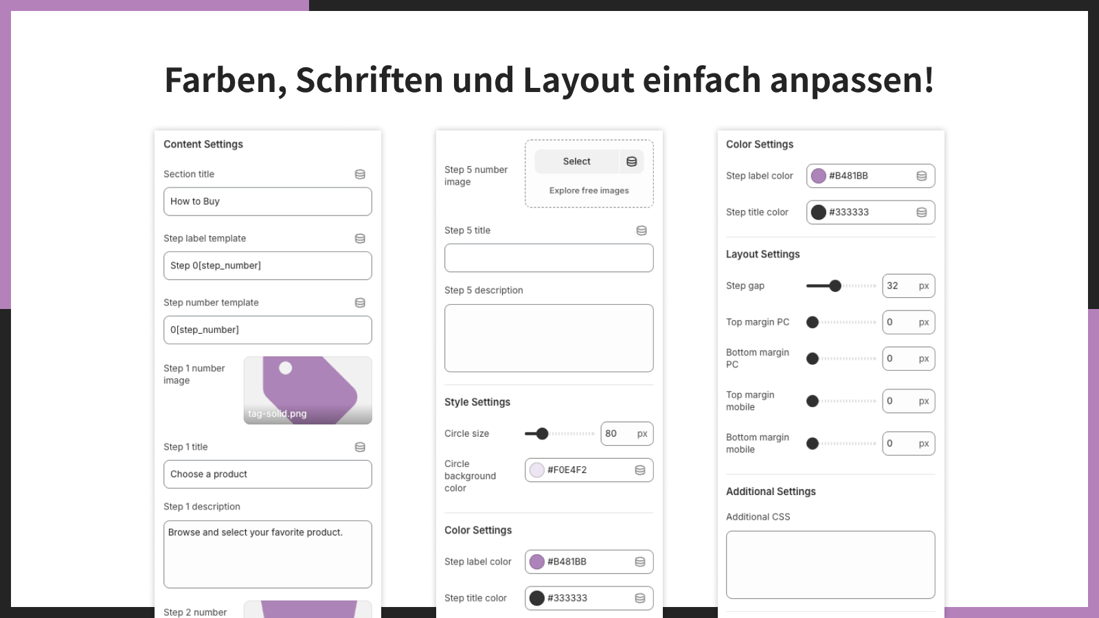 Farben, Schriften und Layout einfach anpassen!
