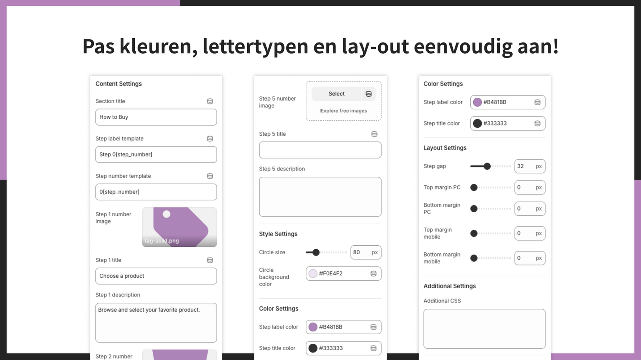 Pas kleuren, lettertypen en lay-out eenvoudig aan!