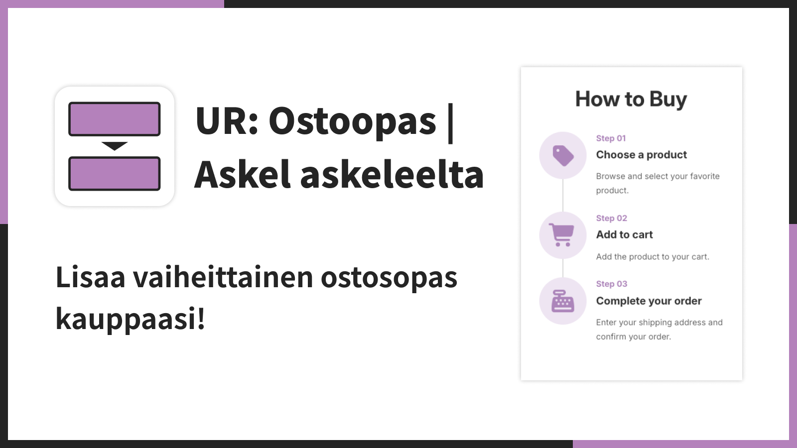 Lisaa vaiheittainen ostosopas kauppaasi!