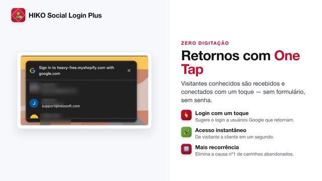 Aviso Google One Tap para retorno com um toque