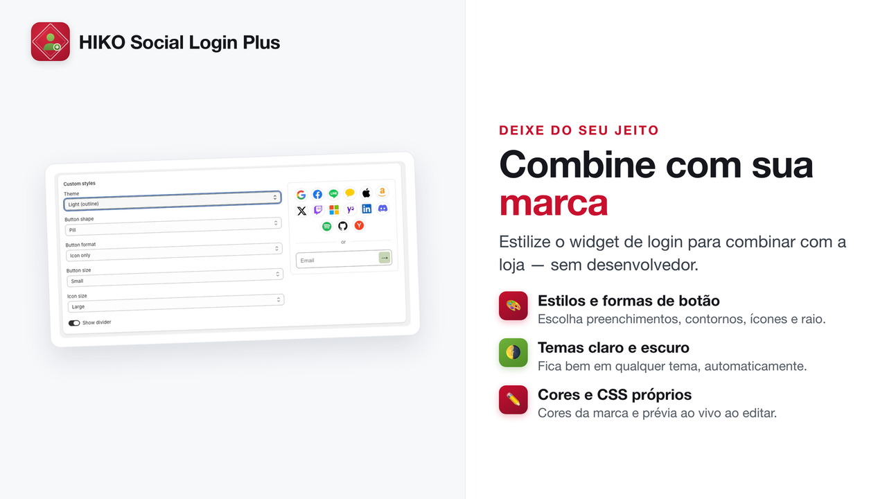 Personalize o widget de login para sua marca