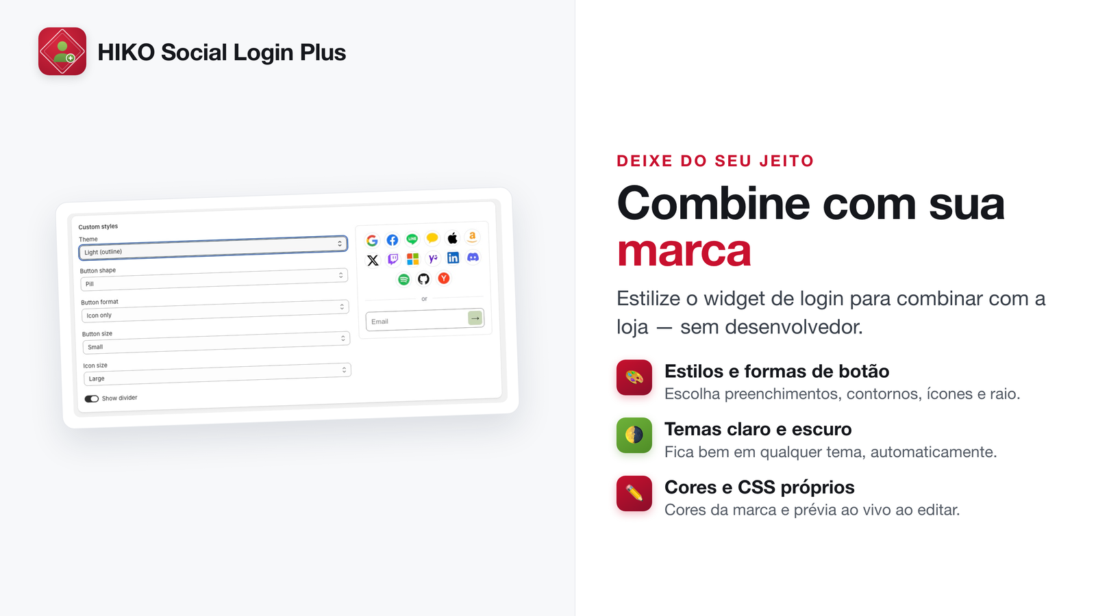 Personalize o widget de login para sua marca