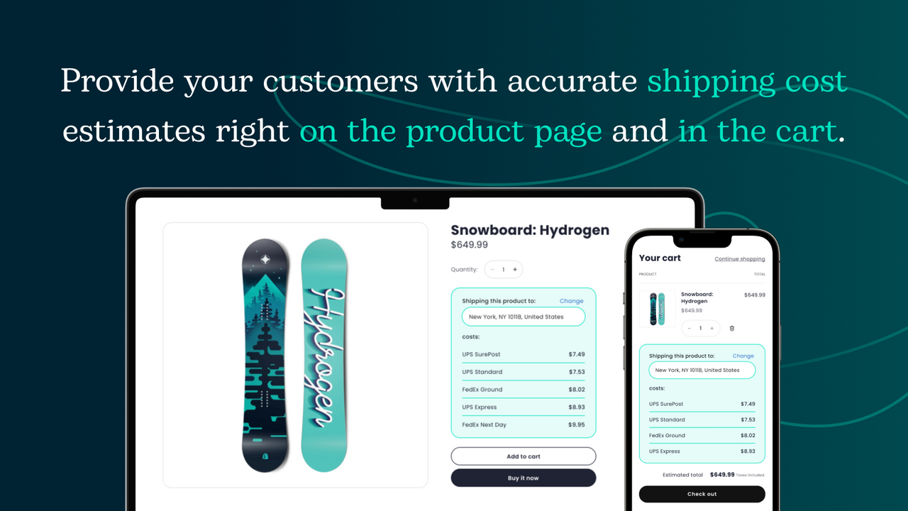 Shipping methods & shipping rates on product page & in the cart