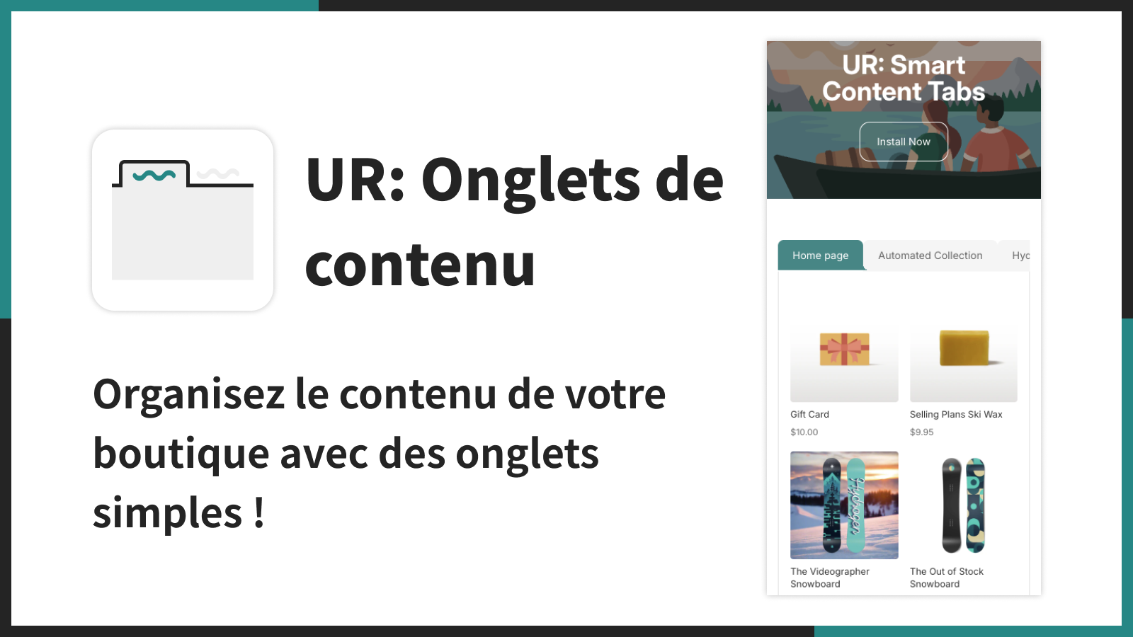 Organisez le contenu de votre boutique avec des onglets simples 