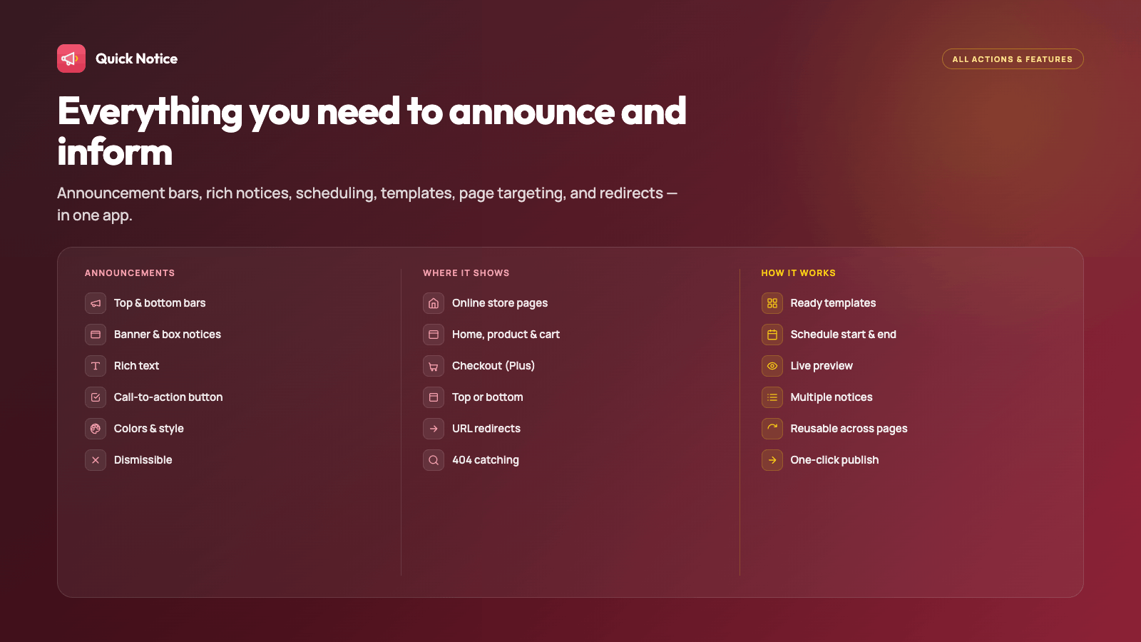 Everything you need to announce and inform