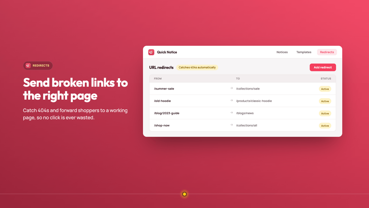 Send broken links to the right page