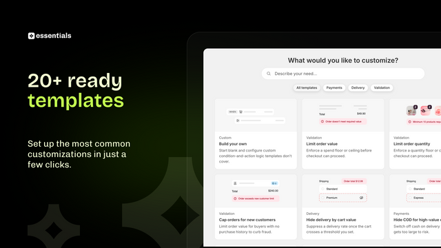Essential Checkout Customizer 20+ ready validation templates